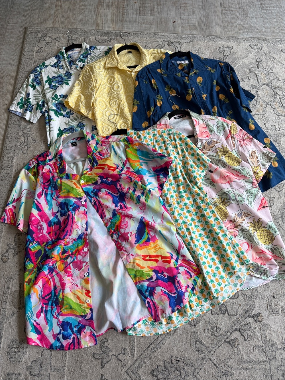 Six, Men's Multicolor Short-Sleeve Casual Button-Down Shirts